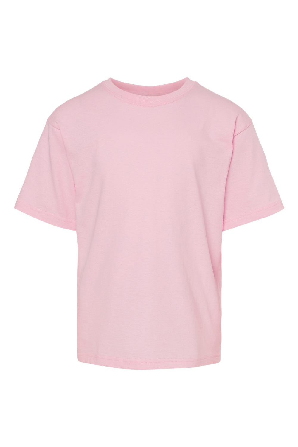 M&O 4850 Youth Gold Soft Touch Short Sleeve Crewneck T-Shirt Light Pink Flat Front