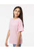M&O 4850 Youth Gold Soft Touch Short Sleeve Crewneck T-Shirt Light Pink Model Side
