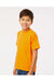 M&O 4850 Youth Gold Soft Touch Short Sleeve Crewneck T-Shirt Safety Orange Model Side