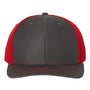 Richardson Mens Twill Back Snapback Trucker Hat - Charcoal Grey/Red - NEW