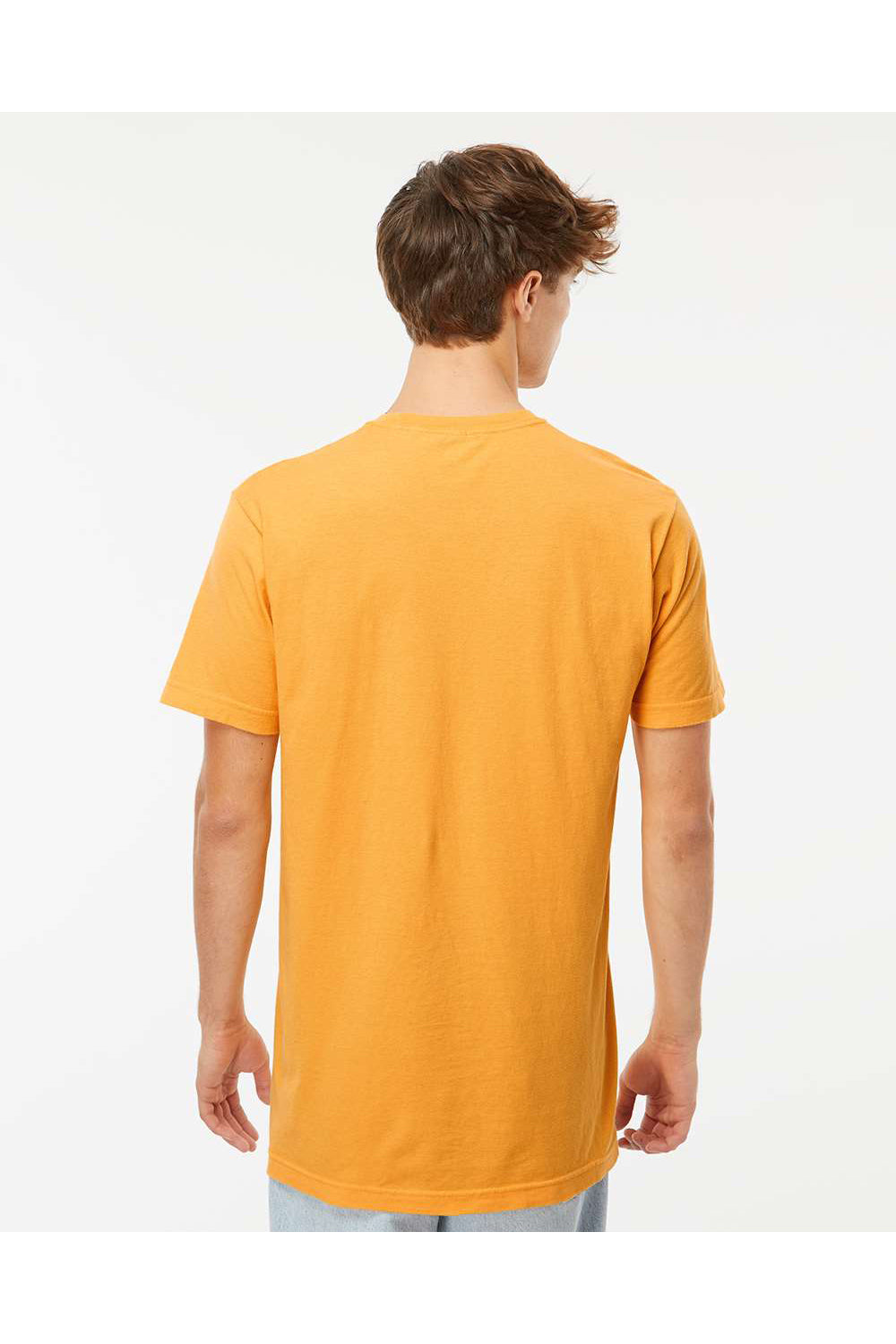 M&O 6500M Mens Vintage Garment Dyed Short Sleeve Crewneck T-Shirt Citrus Yellow Model Back