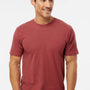 M&O Mens Vintage Garment Dyed Short Sleeve Crewneck T-Shirt - Crimson Red