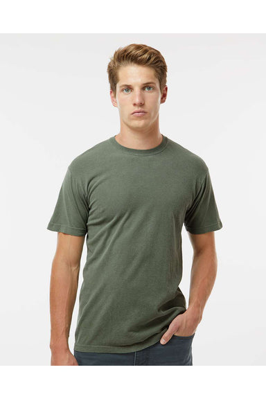 M&O 6500M Mens Vintage Garment Dyed Short Sleeve Crewneck T-Shirt Monterey Sage Green Model Front