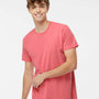 M&O Mens Vintage Garment Dyed Short Sleeve Crewneck T-Shirt - Watermelon Red - NEW