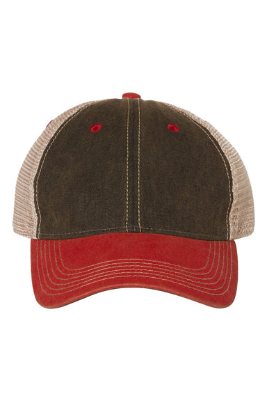 Legacy OFA Mens Old Favorite Trucker Hat Black/Scarlet Red/Khaki Flat Front