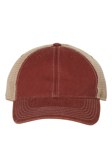 Legacy OFA Mens Old Favorite Trucker Hat Cardinal Red/Khaki Flat Front