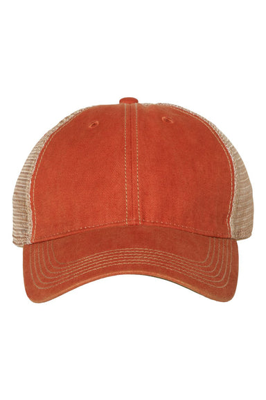 Legacy OFA Mens Old Favorite Trucker Hat Orange/Khaki Flat Front