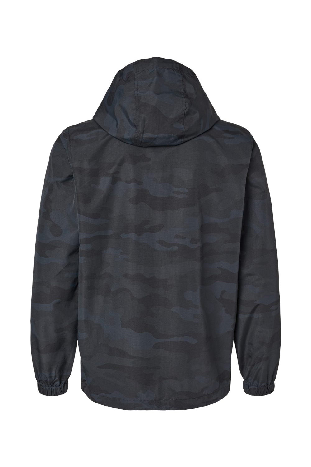 Independent Trading Co. EXP94NAW Mens Nylon Hooded Anorak Jacket Black Camo Flat Back