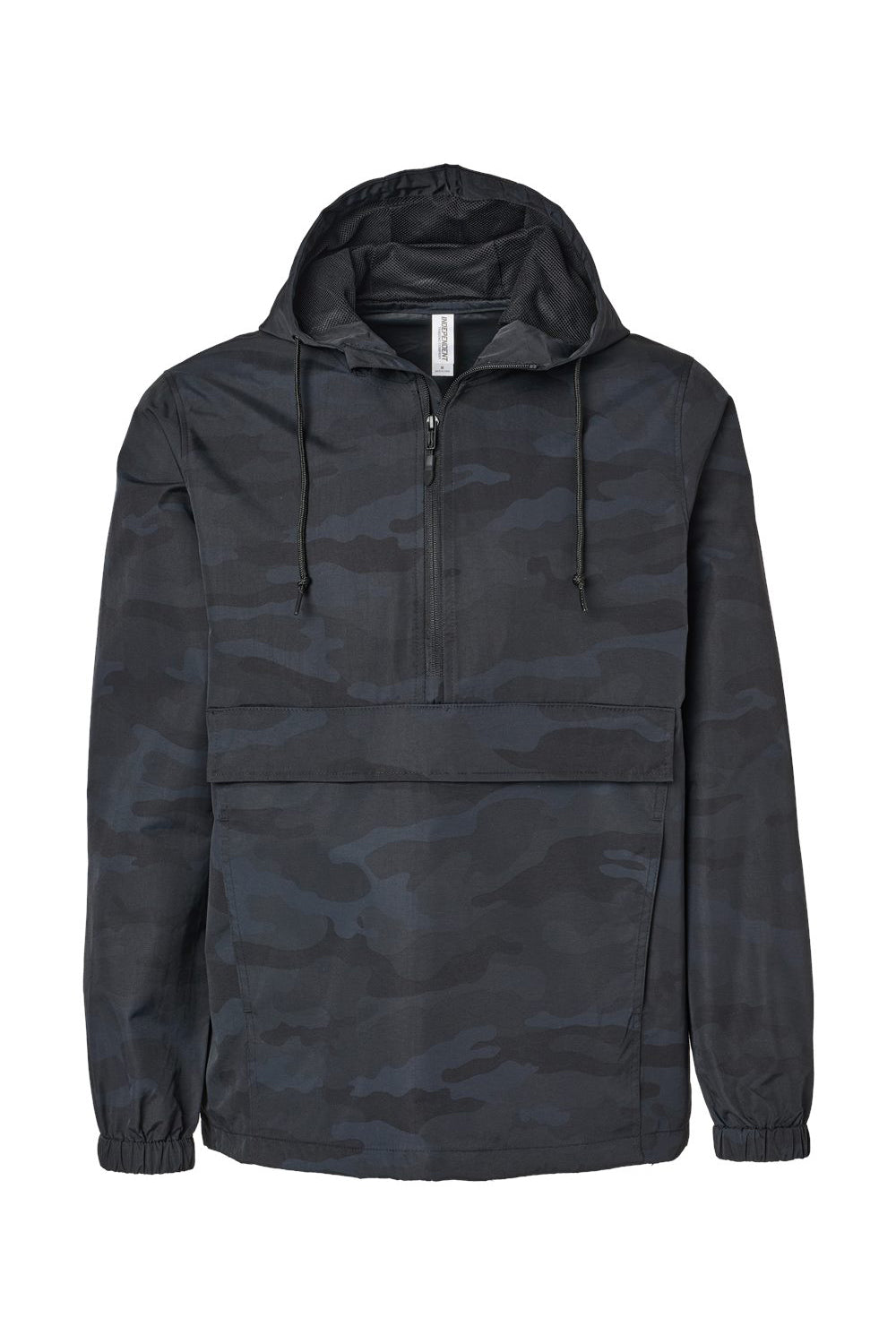 Independent Trading Co. EXP94NAW Mens Nylon Hooded Anorak Jacket Black Camo Flat Front