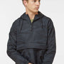 Independent Trading Company Mens 1/4 Zip Waterproof Hooded Anorak Jacket - Black Camo