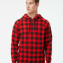 Independent Trading Co. Mens Special Blend Raglan Hooded Sweatshirt Hoodie - Red Buffalo Plaid - NEW