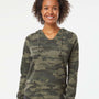 Independent Trading Co. Womens California Wave Wash Hooded Sweatshirt Hoodie - Heather Forest Green Camo - NEW