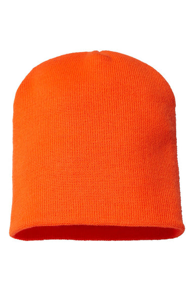 Cap America TKN28 Mens USA Made Cuffed Knit Beanie Neon Blaze Orange Flat Front
