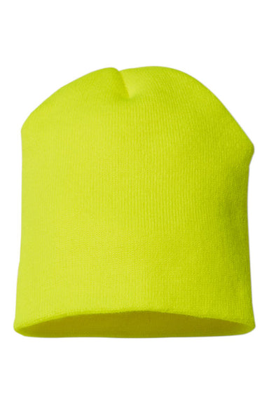 Cap America TKN28 Mens USA Made Cuffed Knit Beanie Neon Yellow Flat Front