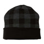 Cap America Hats Unisex USA Made Plaid Beanie - Black/Dark Heather Grey - Closeout