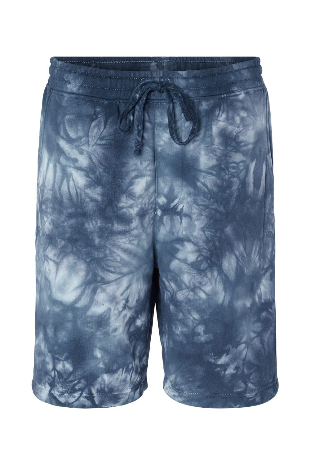 Independent Trading Co. PRM50STTD Mens Tie-Dye Fleece Shorts w/ Pockets Navy Blue Flat Front