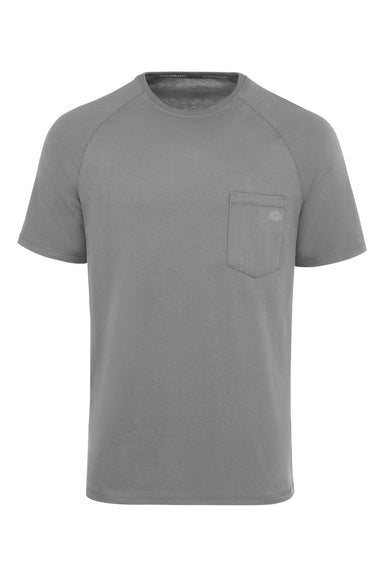 Dickies S600 Mens Performance Moisture Wicking Short Sleeve Crewneck T-Shirt w/ Pocket Smoke Grey Flat Front