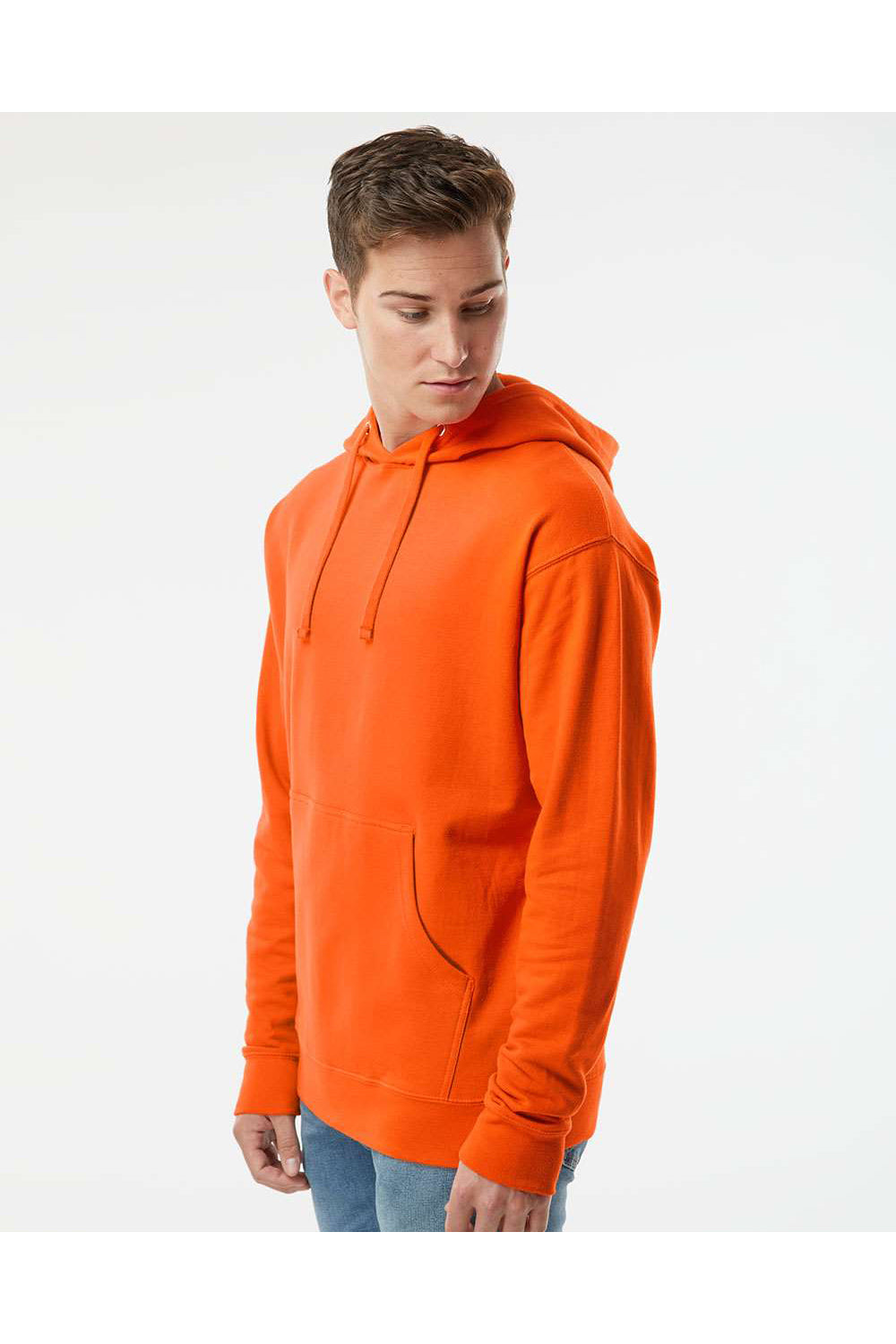 Independent Trading Co. SS4500 Mens Hooded Sweatshirt Hoodie Orange Model Side