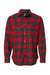 Burnside 8219 Mens Plaid Flannel Long Sleeve Snap Down Shirt w/ Double Pockets Red/Heather Black Flat Front