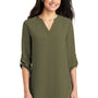 Port Authority Womens 3/4 Sleeve V-Neck T-Shirt - Deep Olive Green