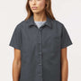 Dickies Womens Industrial Wrinkle Resistant Short Sleeve Button Down Shirt w/ Double Pockets - Dark Charcoal Grey - New