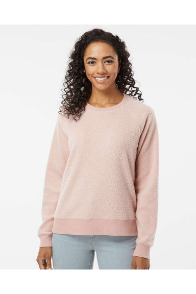 Boxercraft K01 Womens Fleece Out Crewneck Sweatshirt Blush Pink Model Front