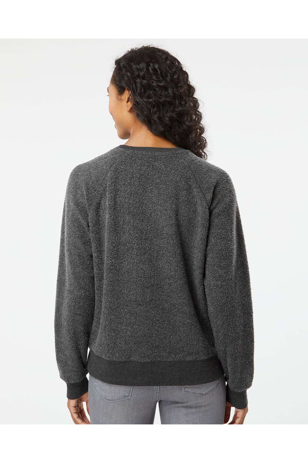 Boxercraft K01 Womens Fleece Out Crewneck Sweatshirt Charcoal Grey Model Back
