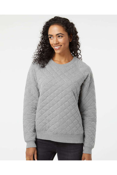 Boxercraft R08 Womens Quilted Crewneck Sweatshirt Oxford Grey Model Front