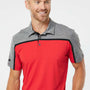 Adidas Mens Ultimate Colorblock Moisture Wicking Short Sleeve Polo Shirt - Collegiate Red/Black/Grey Melange - Closeout