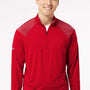 Adidas Mens Shoulder Stripe Moisture Wicking 1/4 Zip Sweatshirt - Team Power Red