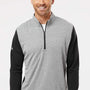 Adidas Mens Heather Block Print Moisture Wicking 1/4 Zip Sweatshirt - Black Melange/Black/Grey