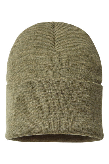 Atlantis Headwear PURE Mens Sustainable Beanie Olive Green Flat Front