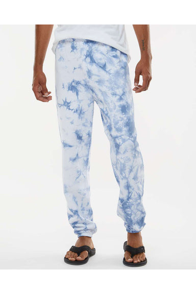 Dyenomite 973VR Mens Dream Tie Dyed Sweatpants Cloudy Sky Crystal Model Front