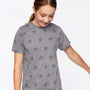 Code Five Youth Star Print Short Sleeve Crewneck T-Shirt - Heather Granite Grey - NEW