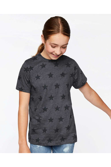 Code Five 2229 Youth Star Print Short Sleeve Crewneck T-Shirt Smoke Grey Model Front