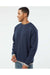 LAT 6789 Mens The Statement Fleece Crewneck Sweatshirt Navy Blue/Titanium Grey Model Side