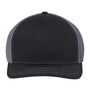 Richardson Mens 112+ R-Flex Adjustable Trucker Hat - Black/Graphite Grey - NEW