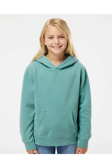Independent Trading Co. PRM1500Y Youth Pigment Dyed Hooded Sweatshirt Hoodie Mint Green Model Front