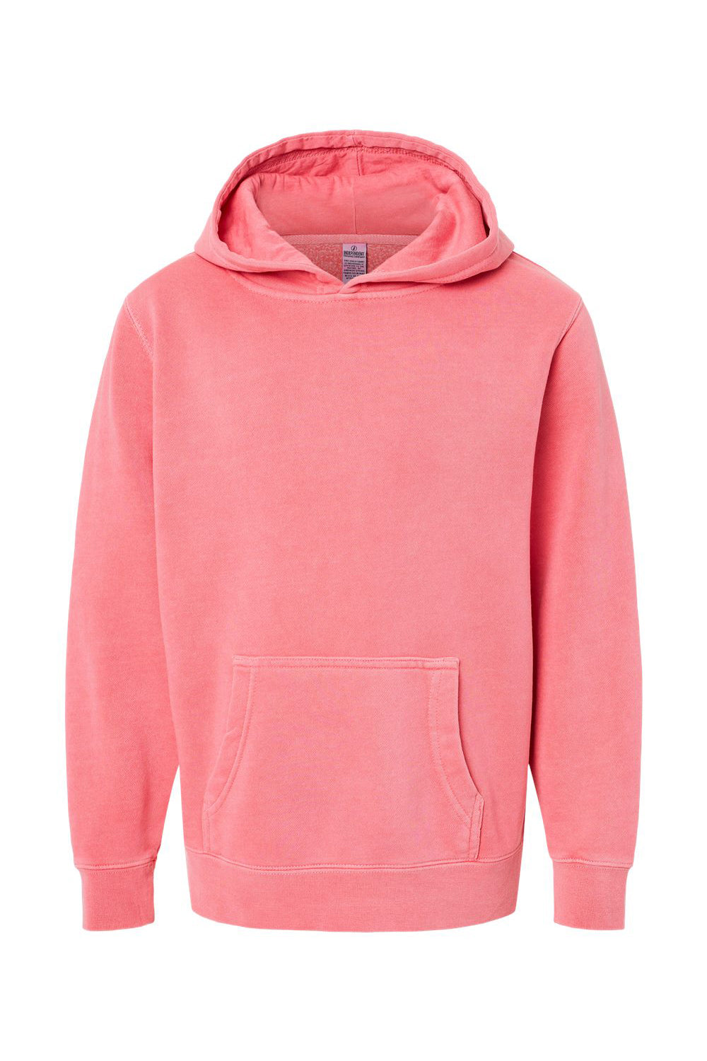Independent Trading Co. PRM1500Y Youth Pigment Dyed Hooded Sweatshirt Hoodie Pink Flat Front