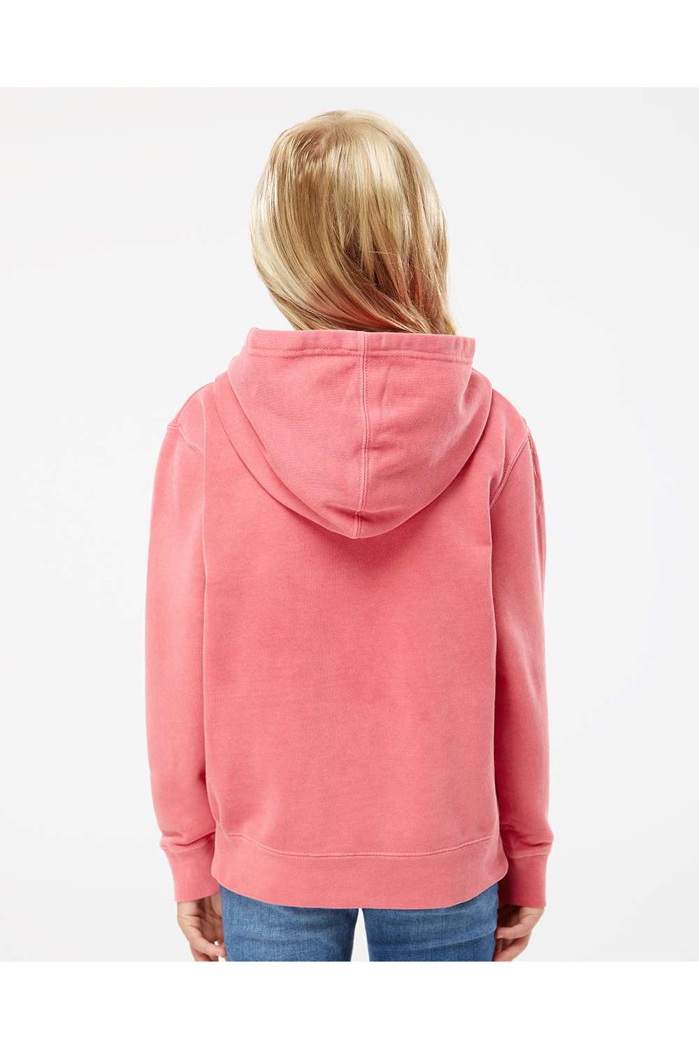 Independent Trading Co. PRM1500Y Youth Pigment Dyed Hooded Sweatshirt Hoodie Pink Model Back