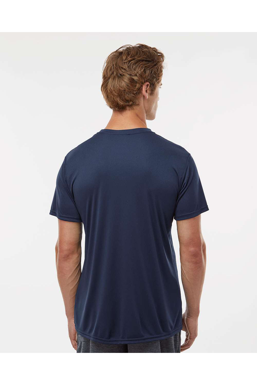 Holloway 222818 Mens Momentum Short Sleeve Crewneck T-Shirt Navy Blue Model Back