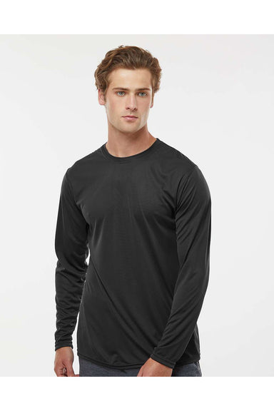 Holloway 222822 Mens Momentum Long Sleeve Crewneck T-Shirt Black Model Front