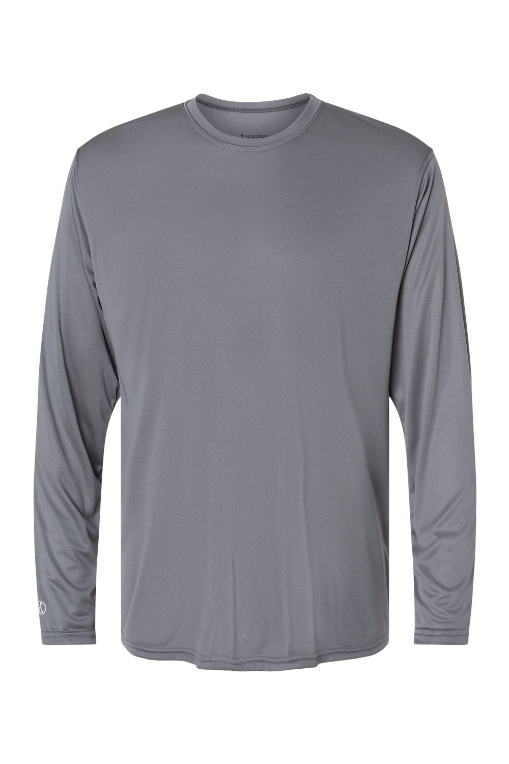 Holloway 222822 Mens Momentum Long Sleeve Crewneck T-Shirt Graphite Grey Flat Front