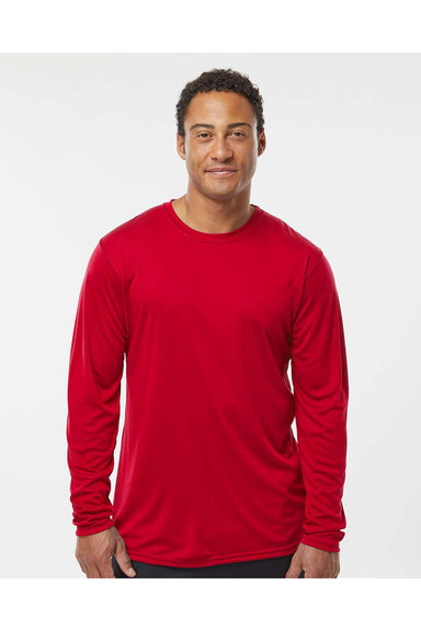 Holloway 222822 Mens Momentum Long Sleeve Crewneck T-Shirt Scarlet Red Model Front