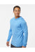 Holloway 222830 Mens Momentum Hooded Long Sleeve T-Shirt Hoodie Columbia Blue Model Side