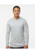 Holloway 222830 Mens Momentum Hooded Long Sleeve T-Shirt Hoodie Silver Grey Model Front