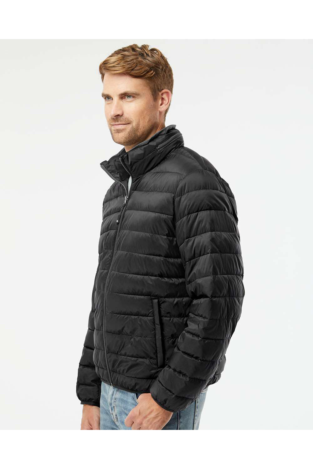 Weatherproof 211136 Mens PillowPac Full Zip Puffer Jacket Black Model Side