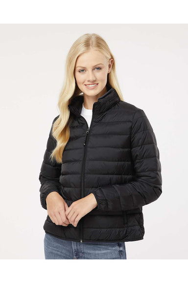 Weatherproof 211137 Womens PillowPac Full Zip Puffer Jacket Black Model Front