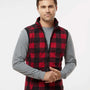 Burnside Mens Pill Resistant Polar Fleece Full Zip Vest - Red/Black - NEW