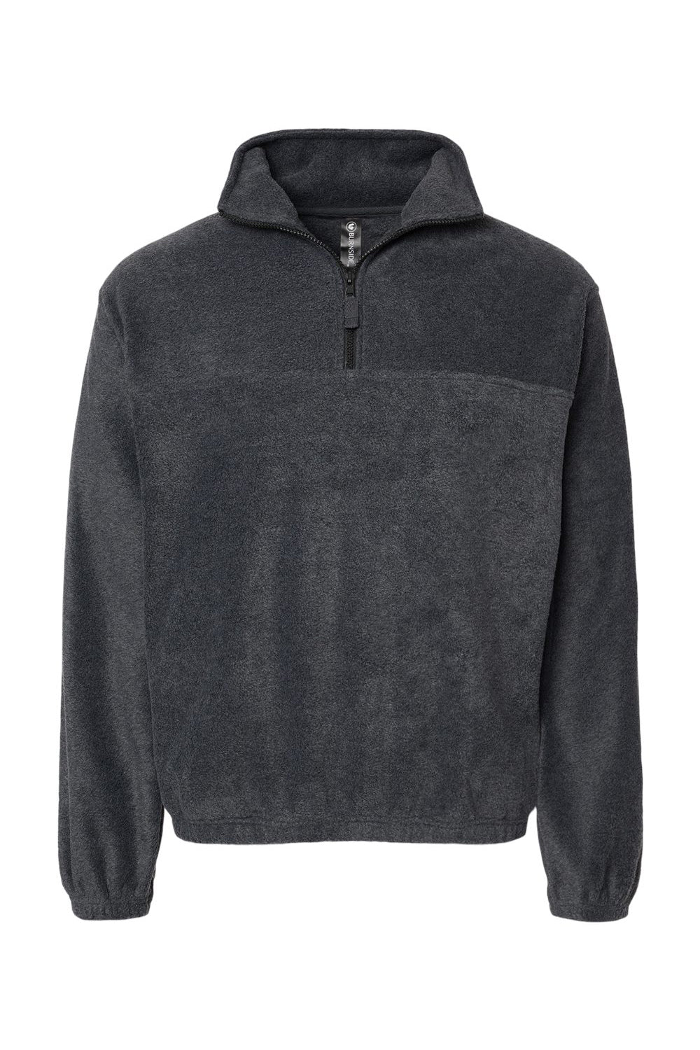 Burnside 3052 Mens Polar Fleece 1/4 Zip Sweatshirt Heather Charcoal Grey Flat Front